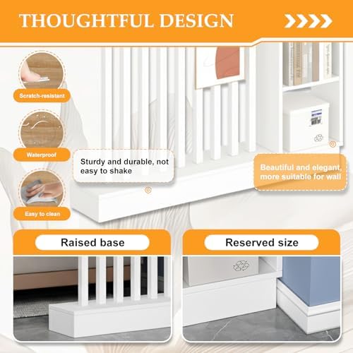 Freestanding Wall Room Divider with Shelves, White, 47.2x9.4x78.7in - Image 4