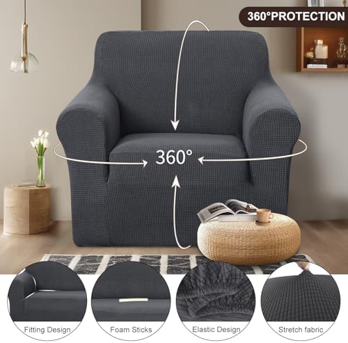 U-NICE HOME Stretch Recliner Chair Cover Armchair Slipcover, Dark Grey - Image 3