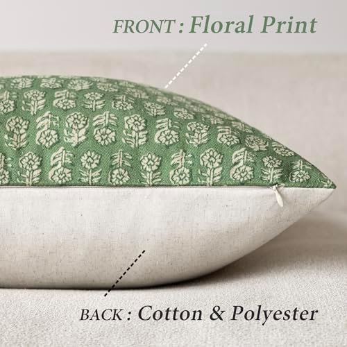 Foindtower Decorative Floral Print Throw Pillow Covers 20×20 Forest Green - Image 2