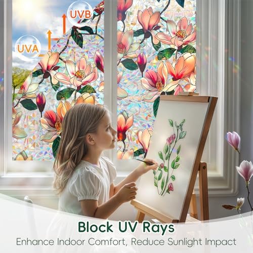 DUOFIRE Stained Glass Window Film, Window Privacy Film, 16.92" x 39.37" - Image 3