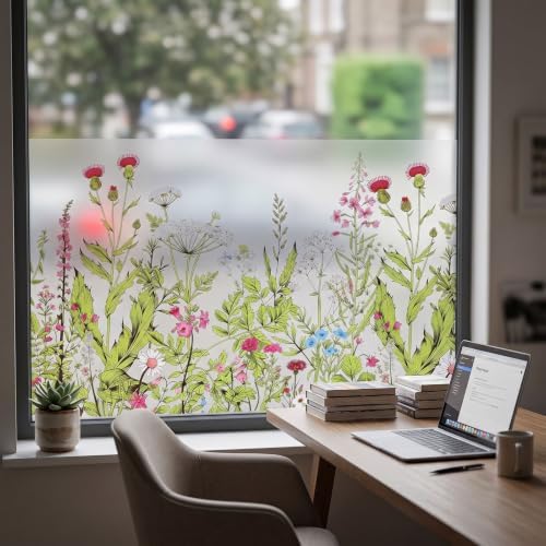 Decorative Stained Glass Window Privacy Film, 17.3 x 118 in (Wildflower) - Image 3