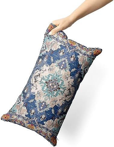 Snycler Boho Throw Pillow Covers 12x20 inch Set of 2 Boho Rug Carpet Double Sided Pattern Cotton Soft Pillow Case Cushion Cover Pillowcase for Couch Sofa Bed Decorative (Blue) - Image 3