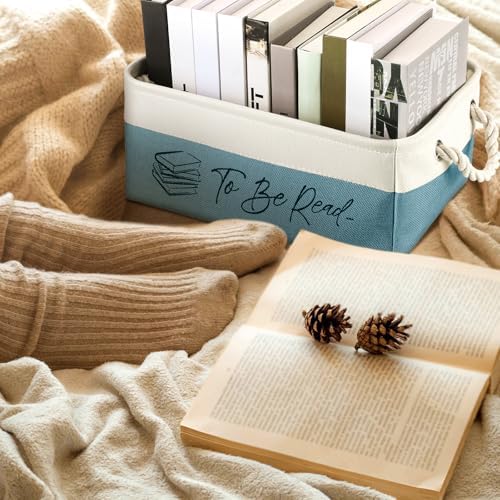 Marsui 1 Pcs TBR Basket Book Storage Bin Bookish Gifts, White Green - Image 5