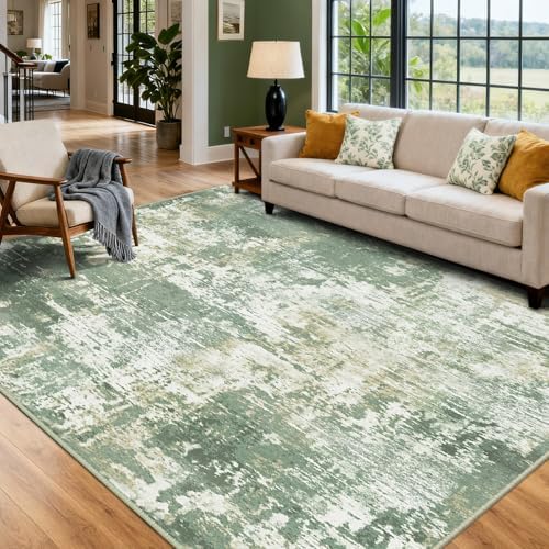 RELEANY Washable 5'x8' Abstract Area Rug for Living Room Light Green - Image 3