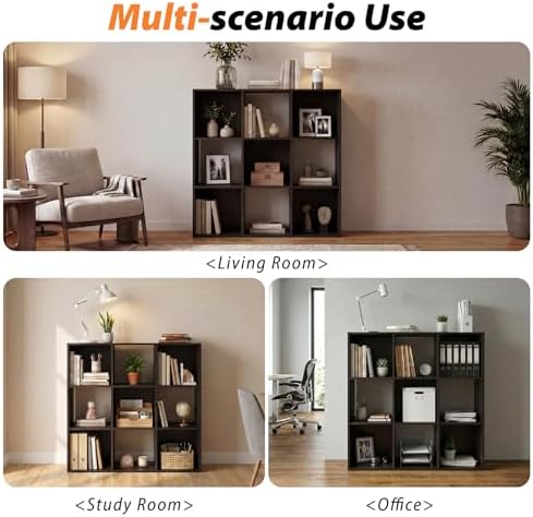 WannabeMyself【Sturdy Build&Easy Assembly】9 Cube Storage Organizer with Anti-Tipping Kits,Reversible Open Back Book Shelf, Bookcase for Living Room,Bedroom,Entrance Hall,Office,35.8×11.4×35.9,Chocolate - Image 5
