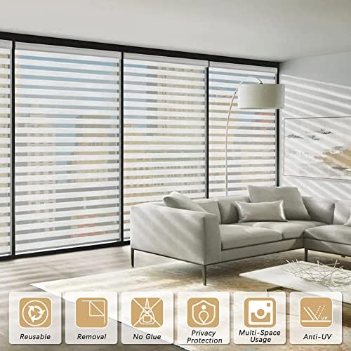 Qualsen Window Privacy Film Frosted Stripe Window Film, 47.2'' x 78.7'' - Image 5
