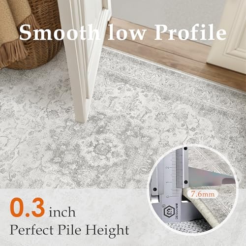 6x9 Grey Washable Area Rug Non Slip Vintage Carpet - Image 5