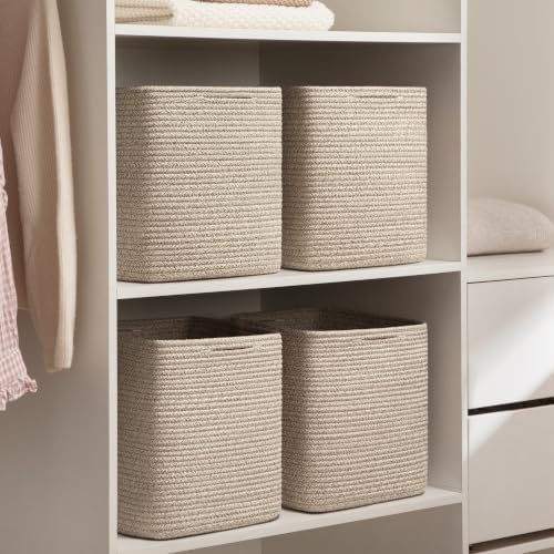 joybest 11inch Cube Storage Bins, Cotton Rope Woven Organizer Basket - Image 6