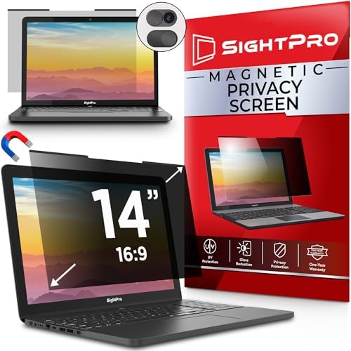 SightPro Magnetic Laptop Privacy Screen 14 Inch 16:9 - Patented Removable Laptop Privacy Filter Shield and Protector by SightPro