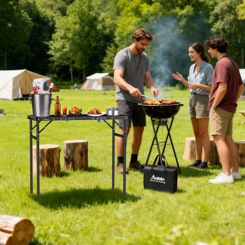 Anbte 3ft Tri-fold Grill Table, 3 Adjustable Heights Max 29.5", 35" x 16" - Image 2