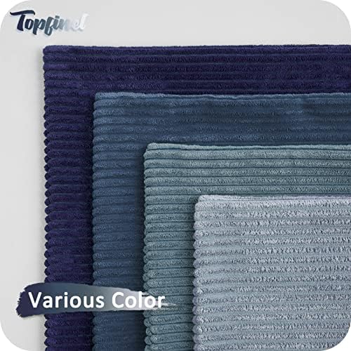 Topfinel Navy Blue Euro Shams Decorative Throw Pillow Covers 26x26 Inch Set of 4,Soft Corduroy Striped Gradient Color Large Cushion Cover for Beach,Patio,Balcony,Living Room,Summer Home Decor - Image 3