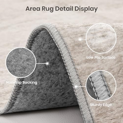 Valenrug Washable Rugs 5x7, Non Slip Large Area Rugs for Living Room, Beige - Image 4
