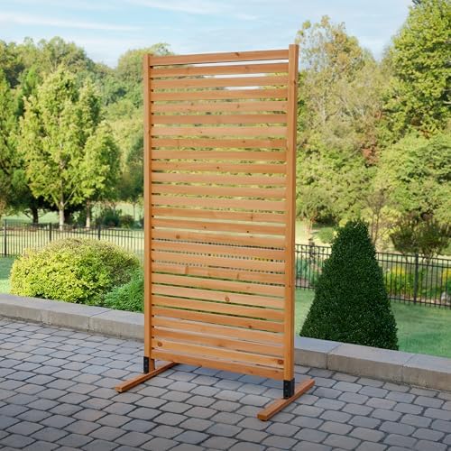 Enclo Slatted Freestanding/Surface Mounted Privacy Screen, Cedar Wood by Enclo