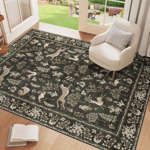 DUKINO 4x6 Area Rug, Washable Rug for Living Room Non Slip, Charcoal Black - Image 3