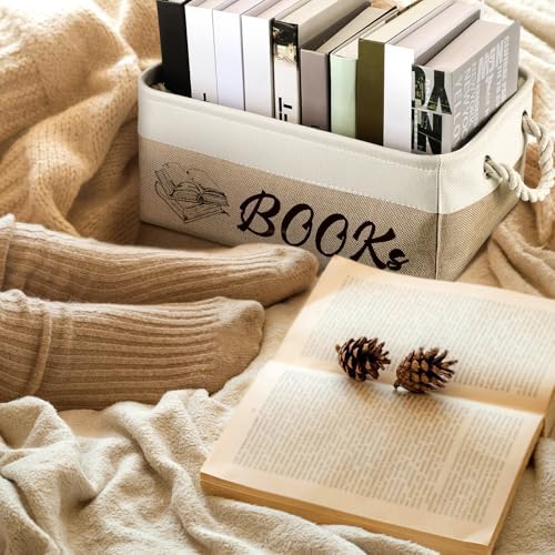 Marsui 1 Pcs TBR Basket Book Storage Bin Bookish Gifts, White Camel - Image 2