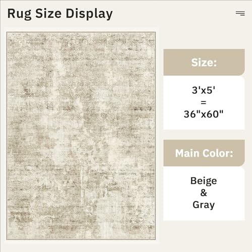 Soalmost Abstract 3x5 Rugs, Small Kitchen Entryway Area Rug Beige/Gray - Image 5