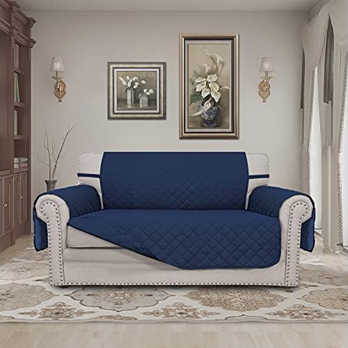 Easy-Going Reversible Couch Cover, 2 Cushion Sofa, Loveseat, Navy/Navy - Image 2