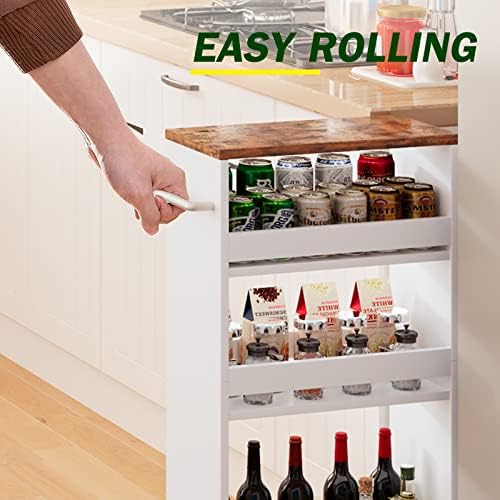 TEAMIX Slim Rolling Storage Cart, Wood 4-Tier Narrow Kitchen/Laundry Cart - Image 3