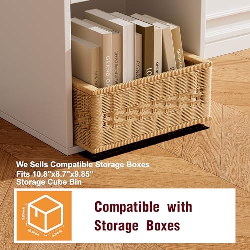 Book Shelf, Wooden Cube Storage Organizer with 11" Open Cubes, Stackable Modular Bookcase for Room Divider Storage, 2 Tier Bookshelf for Living Room, Bedroom, Office (White, 6-Cube) - Image 5