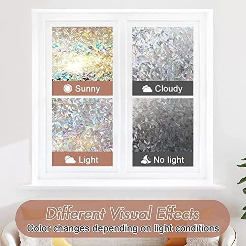 Haton Window Privacy Film, Stained Glass Rainbow Film, 23.6" x 118.1" - Image 4