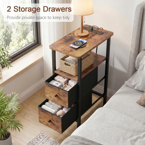 LOAKEKEL Narrow End Table with Charging Station, Side Tables Living Room - Image 6