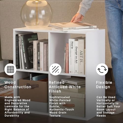 Signature Design by Ashley 4 Cube Storage Organizer, White Bookshelf - Image 5