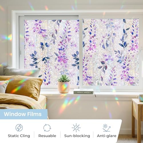 ADD.HERES Rainbow Window Privacy Film, Stained Glass Cling, 17.5" x 78.7" - Image 2