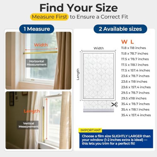 OHTMERU Window Privacy Film Decorative Non-Adhesive, Reusable, Anti-Glare - Image 6
