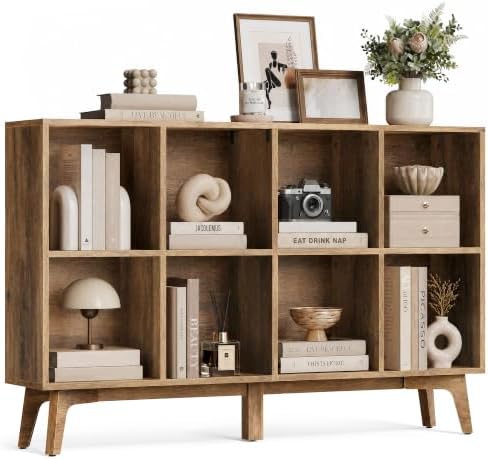 VASAGLE Mid-Century Modern 8-Cube Bookshelf, 47.1 x 9.4 x 30.3 Inch by VASAGLEbySONGMICSHOME