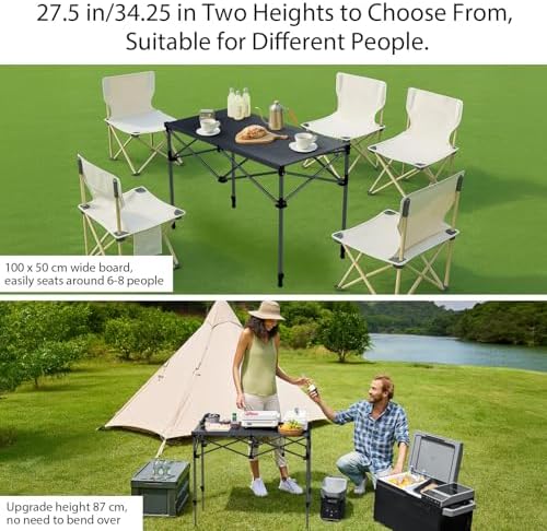 Anbte 34.2” Tall Folding Camping Table, Aluminum Portable, 39” X 20”, Black - Image 4