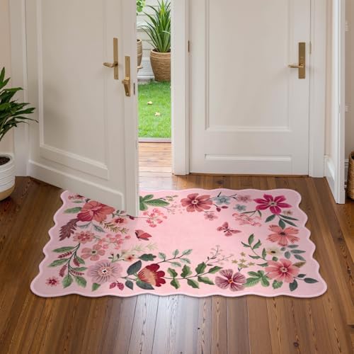 Lahome Floral Washable Entryway Rug, 2X3 Soft Kitchen Rugs Non-Slip - Image 2