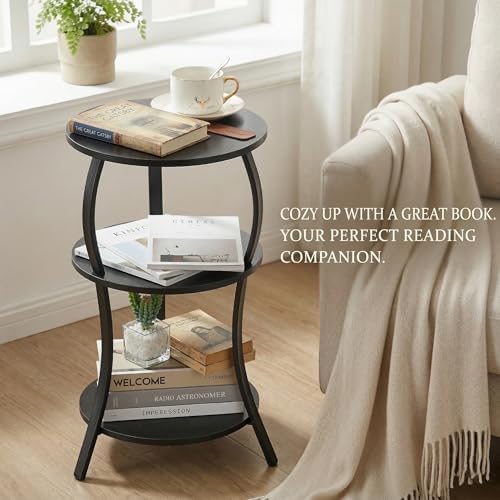 YEAKOO Small Round Side Table,3-Tier Slim Waist End Table for Small Spaces - Image 4