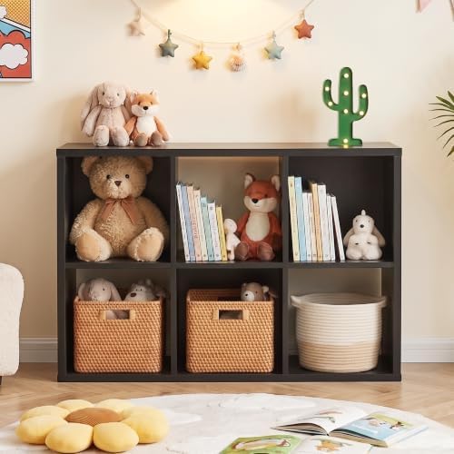 6 Cube Storage Organizer, Multifunctional Bookcase, Black Cube Bookshelf by ALPEN