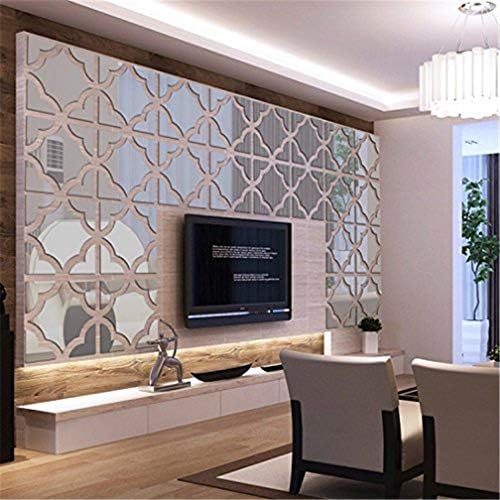 3D Mirror Wall Stickers, 4 Pcs Acrylic Square Geometric Pattern DIY Art Decals, Self Adhesive Mirror Plastic Wall Sheet Tiles Home Decoration for Living Room Bedroom Stair Wall Decor (Square- 8pcs) - Image 7
