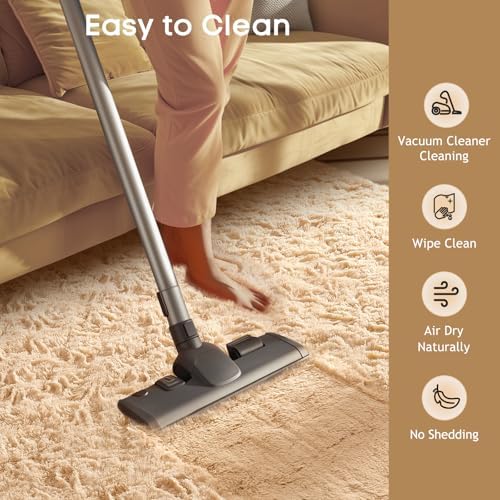 Ophanie Runner Rug for Hallway, 2x6 Upgrade Non-Slip Fluffy Soft Bedside Rugs, Bedroom Living Room Beige Shaggy Carpet for Kids Girls Boys Dorm Nursery Home Decor Aesthetic - Image 6