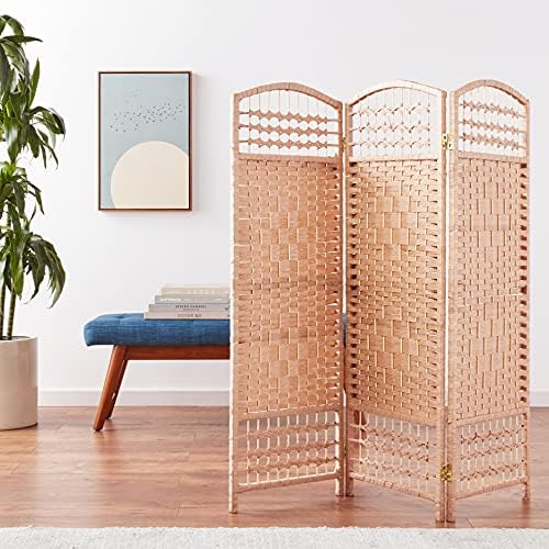 4 ft. Short Fiber Weave Folding Screen - Natural - 3 Panels - Image 2