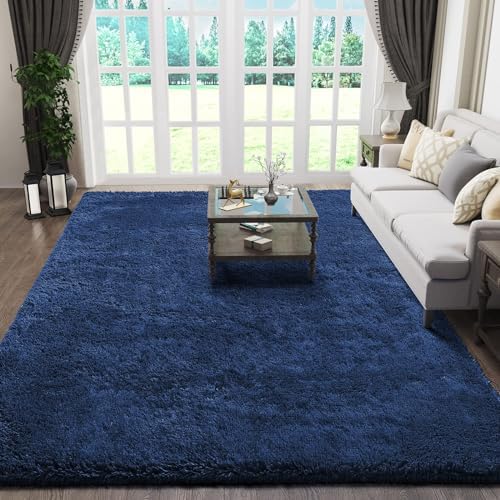 Ophanie 6x9 Blue Rugs for Living Room, Large Fluffy Shag Fuzzy Plush Soft Area Rugs, Floor Shaggy Navy Carpets for Bedroom, Carpet for Kids Boys Girls Dorm Nursery Decor with Over 99 pcs Pile fibers - Image 5