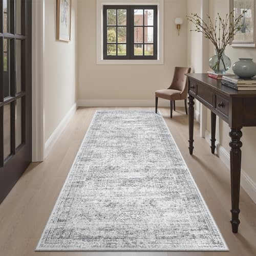 Soalmost Washable Kitchen Runner Rug 3x6 Hallway Entry Rugs Non-Slip, Grey - Image 4
