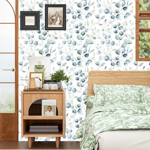 Danodoi Blue Green Vintage Leaf Peel and Stick Wallpaper 17.5" x 118" | Waterproof Vinyl Self Adhesive Removable Renter Friendly Floral Contact Paper - Image 6