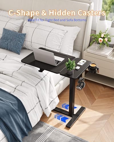YIHAYO 28 x 16 Inches Electric Adjustable Overbed Bedside Table, Black - Image 6