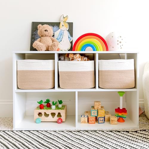 NaturalCozy Storage Cubes 9”x9”x7”Cotton Rope Woven Baskets for Organizing 3-Pack | 9 Inch Cube Storage Bin | Small Basket for Shelf Nursery, Pantry, Decorative Plant, Bathroom Closet, Toy Gift - Image 3