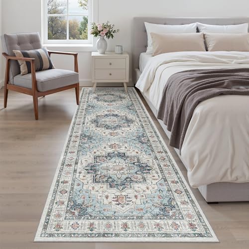 Madane Kitchen Runner 2'6''x8' Soft Rug Runners for Hallways, Blue - Image 2