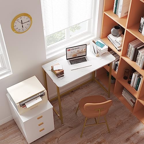 WOHOMO Folding Desk, 39.4" Foldable Computer Table for Small Spaces, Gold - Image 4