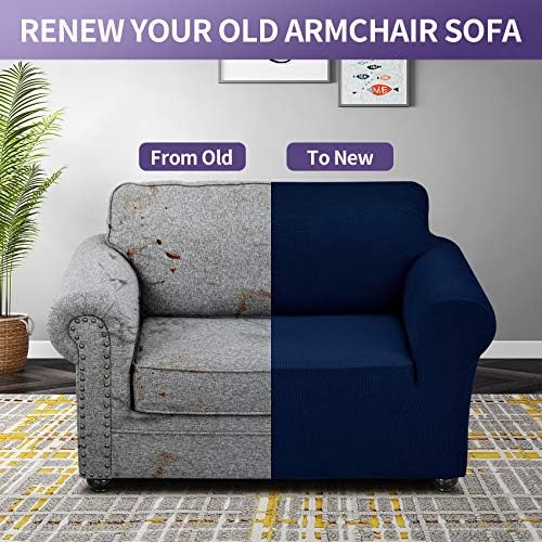 Joccun Stretch Chair Couch Cover,1-Piece Sofa Slipcover Spandex Jacquard Fabric Sofa Covers with Elastic Bottom,Washable Furniture Protector for Dogs,Cats,Kids(Armchair,Navy) - Image 6