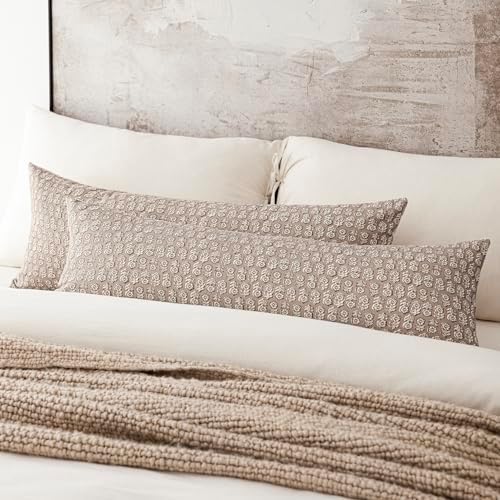 Foindtower Long Floral Print Lumbar Throw Pillow Cover 14×36 Inch,Tan Taupe - Image 5