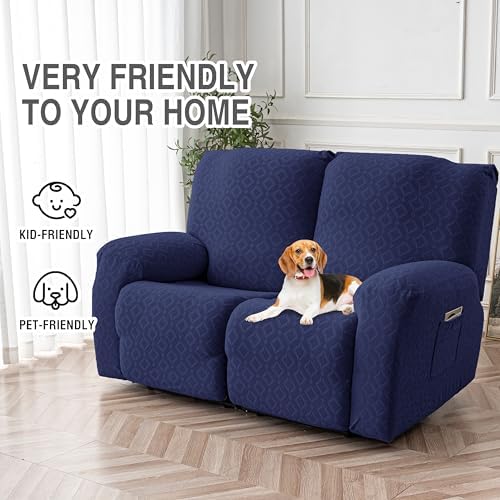 Genina Waterproof Recliner Loveseat Cover,2 Seat Couch Cover,Navy Blue - Image 4