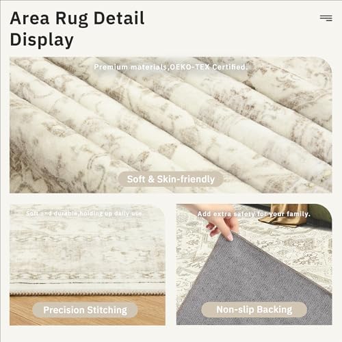 Soalmost Runner Rug 2x6 Washable Kitchen Hallway Runners Beige/Brown - Image 6