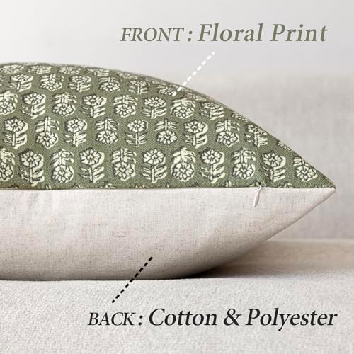 Foindtower Long Floral Print Lumbar Throw Pillow Covers 14×36 Sage Green - Image 2