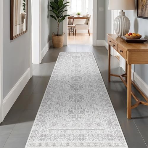 Ksrau 3x10 Runner Rug Washable Vintage: Non Slip Hallway Runners Grey - Image 5