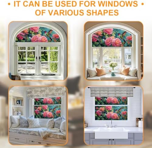 Cmialusie Hummingbird Rose Window Film 17.3 x 39.3 Inch Cling - Image 7
